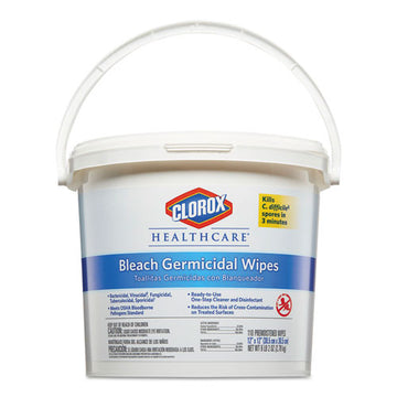 Clorox® Healthcare® Bleach Germicidal Wipes, 12 X 12, Unscented, 110-bucket freeshipping - TVN Wholesale